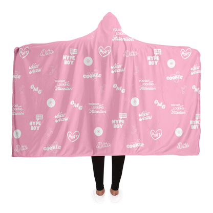 NewJeans Track List Hooded Blanket - Pink