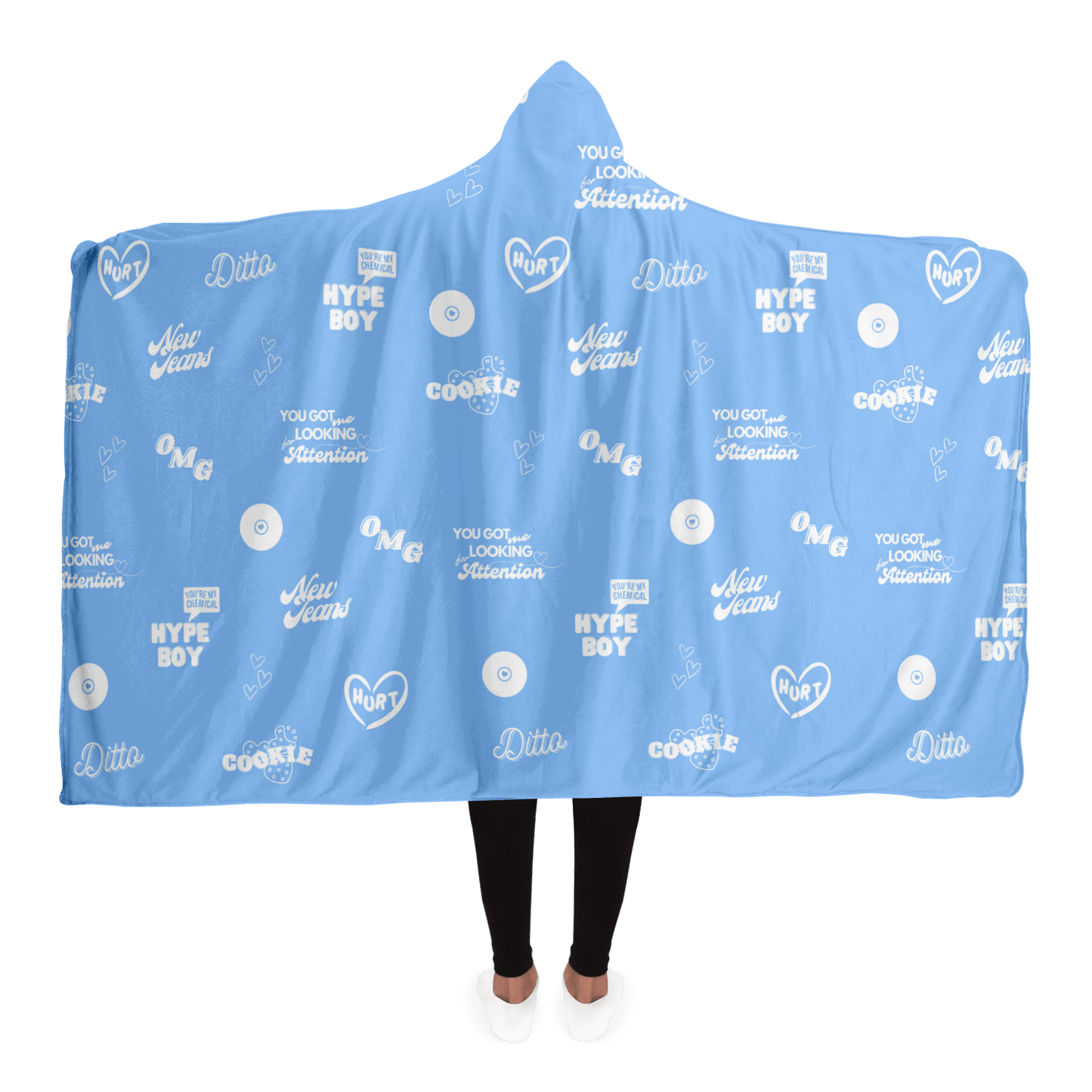 NewJeans Track List Hooded Blanket - Blue