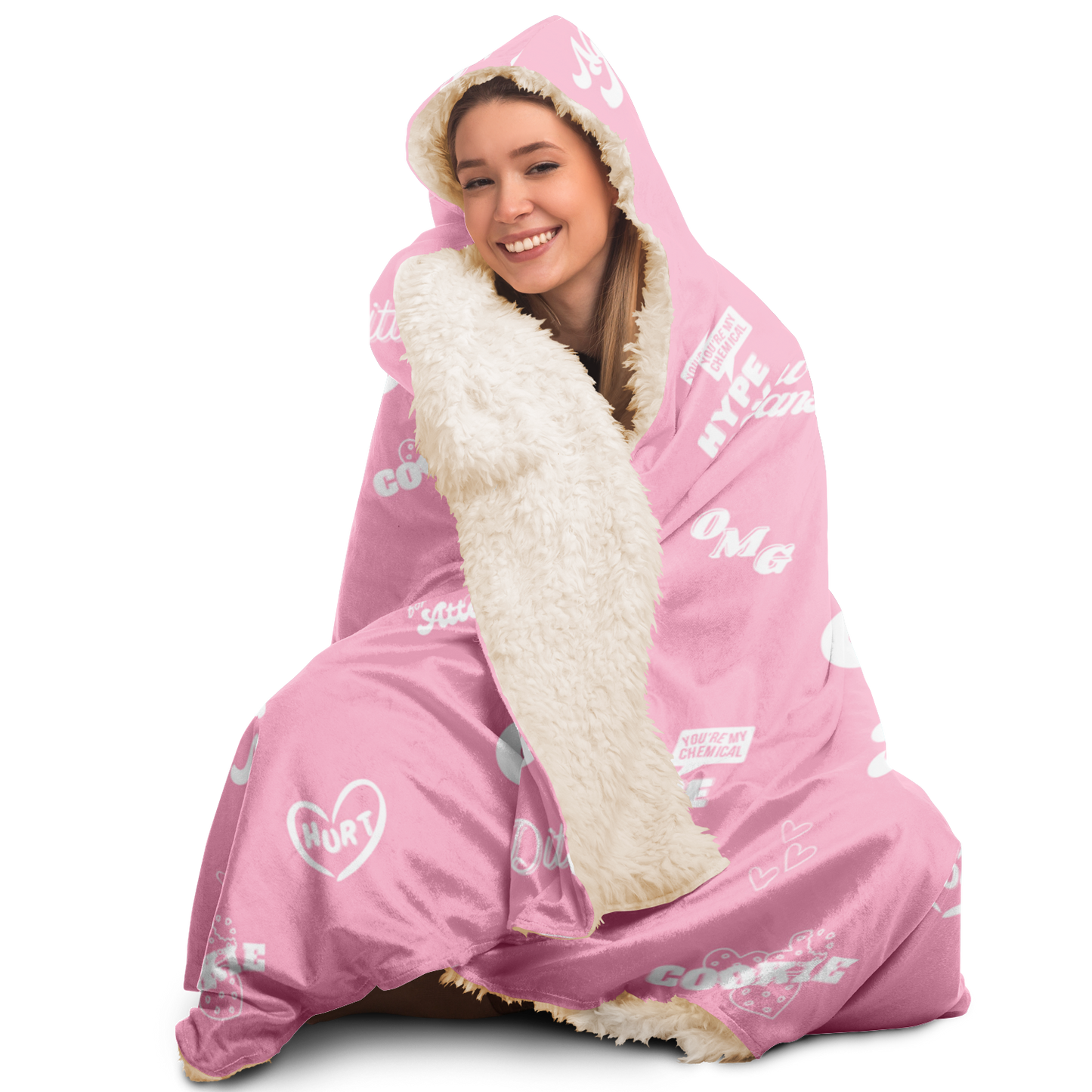 NewJeans Track List Hooded Blanket - Pink