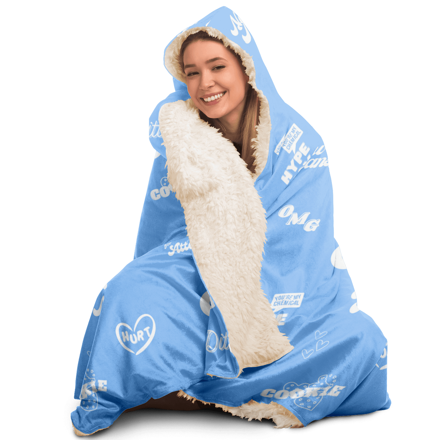 NewJeans Track List Hooded Blanket - Blue