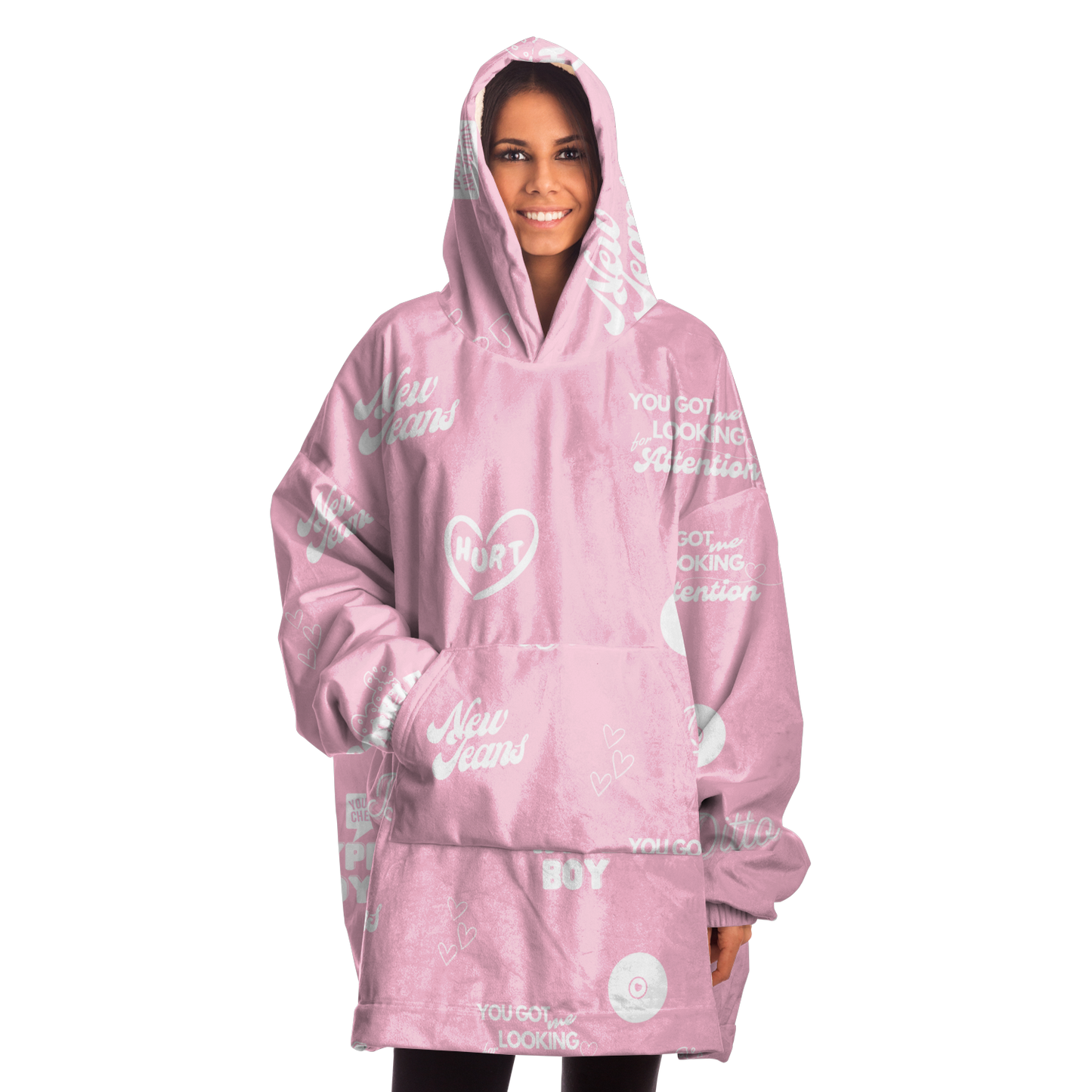 NewJeans Track List Big Blanket Hoodie - Pink