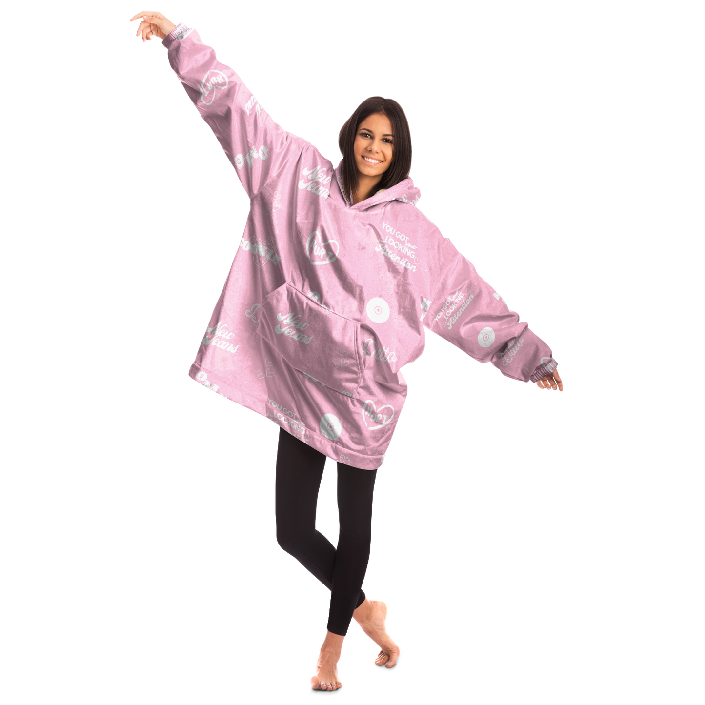 NewJeans Track List Big Blanket Hoodie - Pink